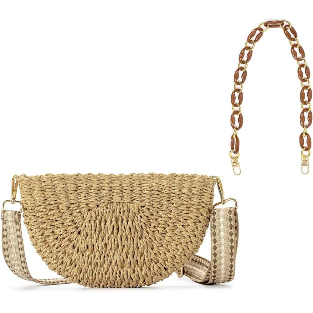 Herald Semicircle Handmade Straw Crossbody Bag